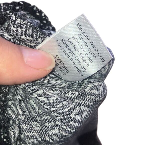 Roan + Ryan high rise black and white wide leg boho patterned rayon pants large - Picture 7 of 8